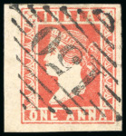 Stamp of India 1854 Lithograph group incl. 1/2a die I block of three, 1a red die I with four margins possibly unused, etc.
