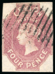 Stamp of Ceylon 1857-59, 4d dull rose, clear to fine margins all around, used