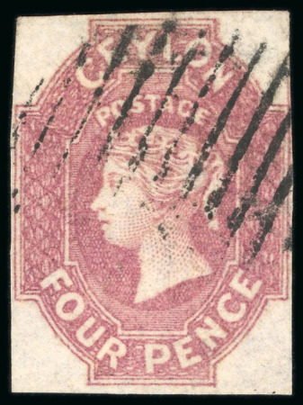 Stamp of Ceylon 1857-59, 4d dull rose, clear to fine margins all around, used