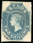 Stamp of Ceylon 1857-59, 2s blue, good margins all around, used