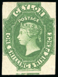Stamp of Ceylon 1857-59, 1s9d green, close to large margins, mint o.g.