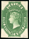 Stamp of Ceylon 1857-59, 1s9d green, close to good margins, unused