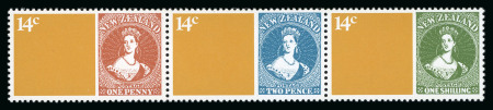 Stamp of New Zealand 1980 Anniversaries 14c mint n.h. se-tenant strip of three with black omitted error