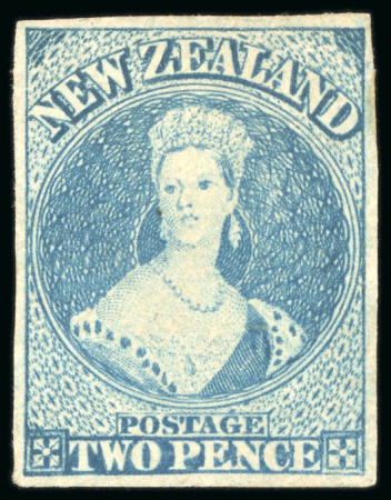 Stamp of New Zealand 1857-63, 2d pale blue, no wmk on white paper, unused