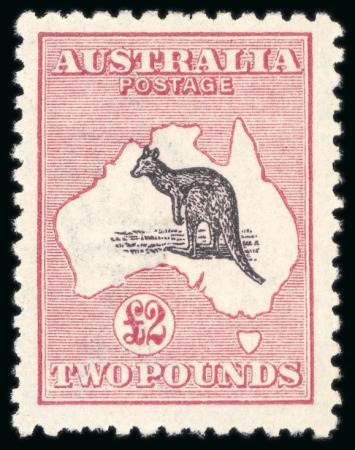 Stamp of Australia » Commonwealth of Australia 1915-27 Kangaroo £2 purple-black & pale rose, wmk narrow crown, mint h.r.