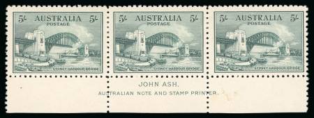 Stamp of Australia » Commonwealth of Australia 1932 Sydney Harbour Bridge 5s mint h.r. lower marginal