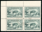 Stamp of Australia » Commonwealth of Australia 1932 Sydney Harbour Bridge 5s in top left corner marginal block of four, used