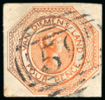 Stamp of Australia » Tasmania 1853 Courier 4d orange, plate II, coarse engraving (early state), with good even margins, neat "59" numeral