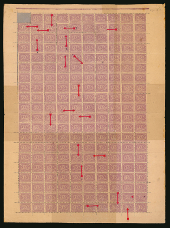 Stamp of Egypt » 1872-75 Penasson 10pa. mauve, perf. 12 x 13 1/3, mint and mint n.h. complete sheet of 200