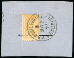 Stamp of Egypt » 1872-75 Penasson 2pi. yellow, vertically bisected, neatly tied on fragment