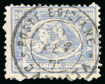 Stamp of Egypt » 1874 Bulaq 20pa. slate blue, perf. 12 1/2, two used singles, showing