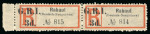 Stamp of New Guinea 1915 "G.R.I. / 3d." on Rabaul (Deutsch Neuguinea)" registration label unused pair