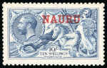 Stamp of Nauru 1916-23 De La Rue 10s Seahorse mint and used singles,