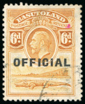 Stamp of Basutoland Officials: 1934 6d orange "OFFICIAL", lightly used with partial cds