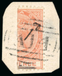 Stamp of Trinidad and Tobago » Tobago 1880, 1d on half of 6d orange tied to small piece