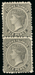 Stamp of Turks and Caicos Islands 1867 Group incl. 1d mint pair with left stamp showing throat flaw