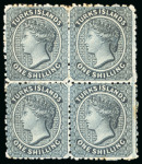 Stamp of Turks and Caicos Islands 1867 Group incl. 1d mint pair with left stamp showing throat flaw