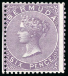 Stamp of Bermuda 1865-1903 Wmk CC 6d dull purple mint l.h.