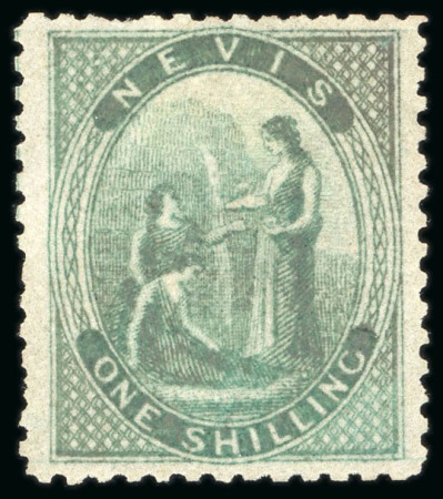 Stamp of St. Kitts-Nevis 1862 No Wmk perf. 13, 1d dull lake (cert. APS 1992),