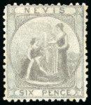 Stamp of St. Kitts-Nevis 1862 No Wmk perf. 13, 1d dull lake (cert. APS 1992),