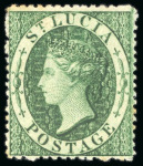 Stamp of St. Lucia 1860 Wmk Small Star group incl. (1d) mint block of four