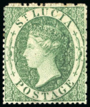 Stamp of St. Lucia 1860 Wmk Small Star group incl. (1d) mint block of four