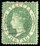 Stamp of St. Lucia 1860 Wmk Small Star group incl. (1d) mint block of four