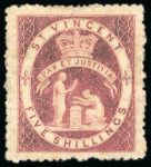Stamp of St. Vincent 1880 5s rose perf.11 to 12 1/2, mint part o.g., nicely