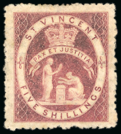 Stamp of St. Vincent 1880 5s rose perf.11 to 12 1/2, mint part o.g., nicely