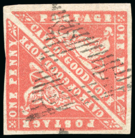 Stamp of South Africa » Cape of Good Hope 1861 Woodblock 1d vermilion pair, neat barred triangle cancel