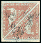 Stamp of South Africa » Cape of Good Hope 1853, 1d pale brick red on deeply blued paper in used