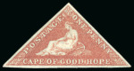 Stamp of South Africa » Cape of Good Hope 1853, 1d deep brick red on deeply blued paper, unused