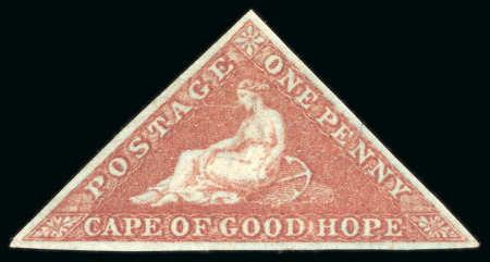 Stamp of South Africa » Cape of Good Hope 1853, 1d deep brick red on deeply blued paper, unused