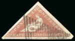 Stamp of South Africa » Cape of Good Hope 1853, 1d pale brick red on deeply blued paper used