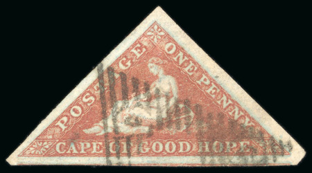 Stamp of South Africa » Cape of Good Hope 1853, 1d pale brick red on deeply blued paper used