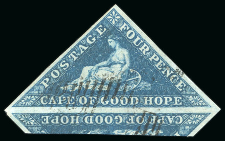 Stamp of South Africa » Cape of Good Hope 1853, 4d deep blue on deeply blued paper used