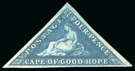 Stamp of South Africa » Cape of Good Hope 1853, 4d deep blue on slightly blued paper mint part o.g.