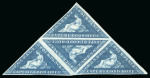 Stamp of South Africa » Cape of Good Hope 1863-64 4d deep blue in mint o.g. triangular block of four