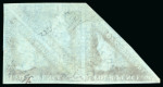 Stamp of South Africa » Cape of Good Hope 1853, 4d deep blue on deeply blued paper in strip of three, used