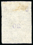 Stamp of Uganda 1895 (Nov) 20(c) violet unused, showing dividing lines on all sides