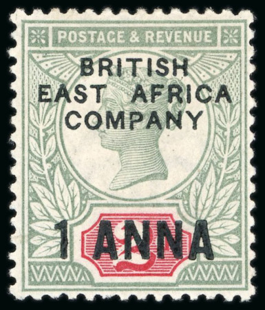 Stamp of Kenya, Uganda and Tanganyika » British East Africa 1890 1a on 2d mint h.r., fine and fresh (S.G. £500).