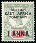Stamp of Kenya, Uganda and Tanganyika » British East Africa 1890 1a on 2d mint h.r., fine and fresh (S.G. £500).