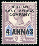 Stamp of Kenya, Uganda and Tanganyika » British East Africa 1890 4a on 5d mint l.h., very fine and fresh