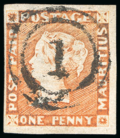 Stamp of Mauritius 1848-59 Intermediate Impression 1d dull vermilion used