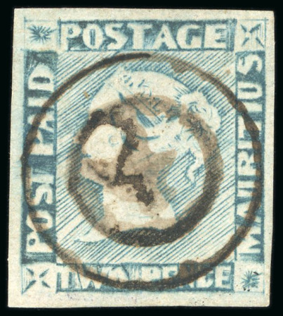 Stamp of Mauritius 1848-59 Worn Impression 2d grey-blue on yellowish paper used