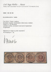 Stamp of Denmark 1852 4rbs red-brown, Thiele 1st printing, pl.II pos. 91-94, strip of four