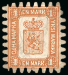 Stamp of Finland 1866-67, 1M brown Sperati forgery