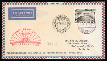Stamp of Germany 1931 Polar Zeppelin Flight 4M on Graf Zeppelin Polar Flight cover to the USA