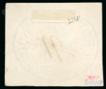 Stamp of Finland 1856, 5kop dark blue, large pearls, with good to large margins, pen cancel "N" of Lovisa