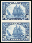 Stamp of Canada 1928-29, 50c Bluenose mint n.h. imperf. vertical pair